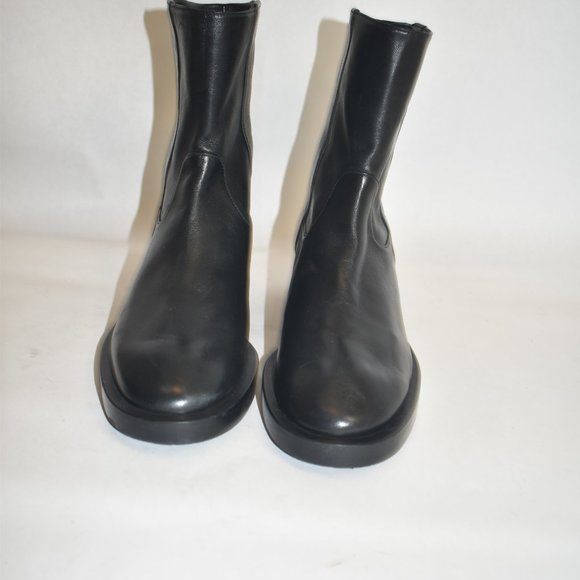 STUART WEITZMAN Sadie ankle boots BLACK LEATHER STACKED 6.5 (P5) - Picture 4 of 9